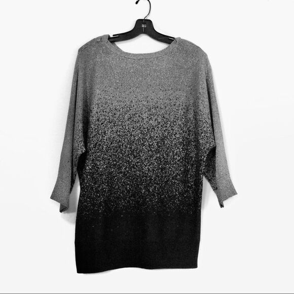 AGB Metalic 3/4 Sleeves Silver Knit Tunic Size Xl P - Picture 4 of 7